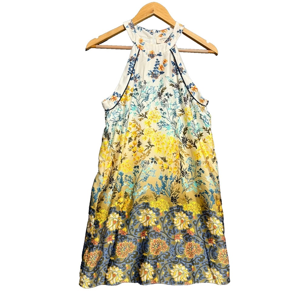 Everly Boho Floral Halter Neck Mini Dress S Cottagecore Garden Party Ethereal